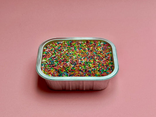 Old School Tray Bake Vanilla Sponge Topped With Icing & Sprinkles tray bake